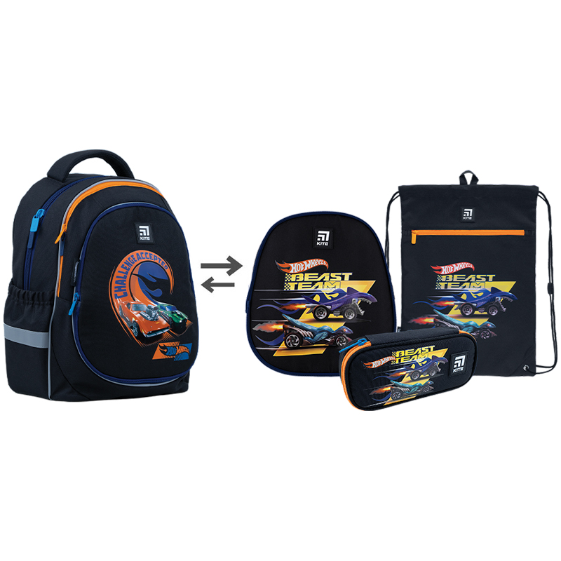 Набір рюкзак + пенал + сумка для взуття Kite SET_HW22-700M(2p) Hot Wheels