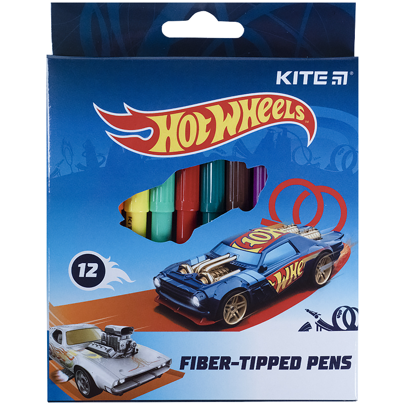 Фломастери, набiр 12 шт. Hot Wheels HW21-047 Kite