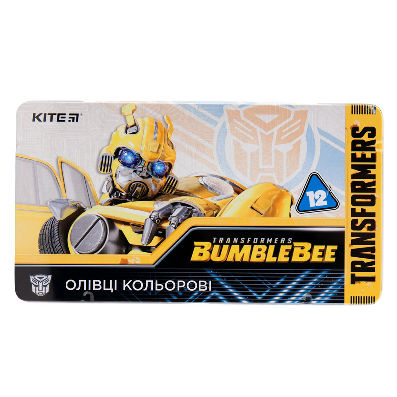 Олівці кол. тригранні, 12 шт., мет.пенал Transformers TF19-058 Kite
