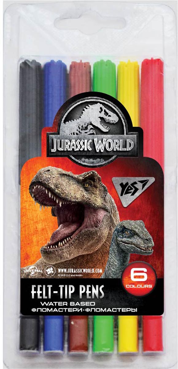 Фломастери 6 кол. Jurassic World, на водній основі, 650431 YES(ТЕРМІН)