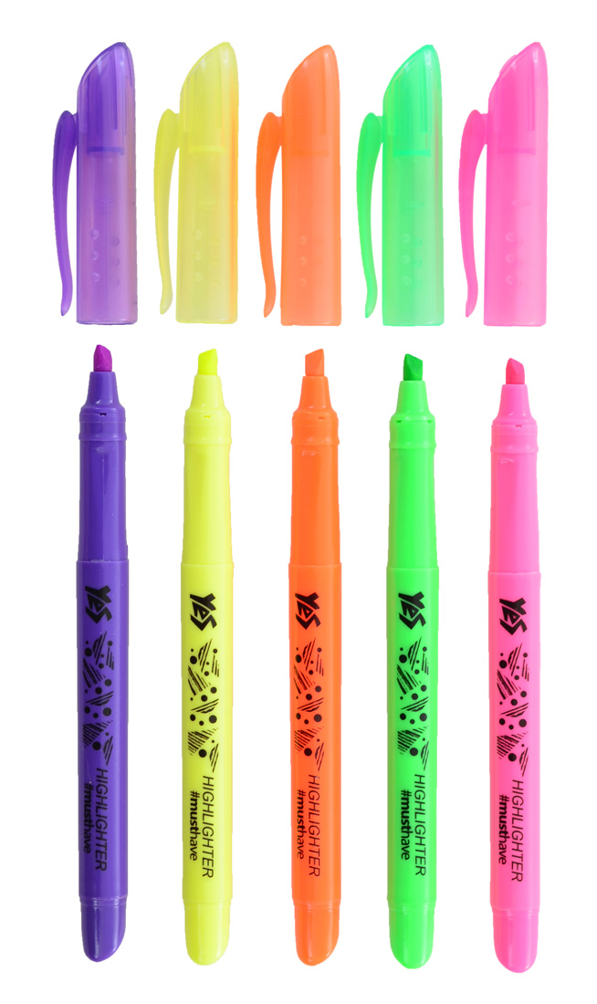 Маркер текстовий YES Highlighter Neon, 5кольорів, 390445