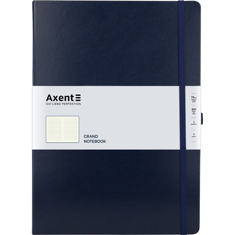 Книга записна Partner Grand 295*210, 100арк, кліт, синій 8203-02-A