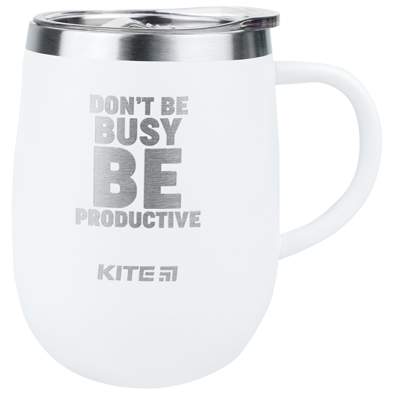 Термокружка 360 мл, біла Be productive K22-378-03-1 Kite