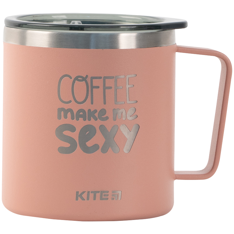 Термокружка 400 мл, пудра Coffee makes me sexy K22-379-03-2 Kite
