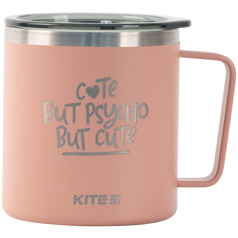 Термокружка 400 мл, пудра Cute but phycho K22-379-03-1 Kite