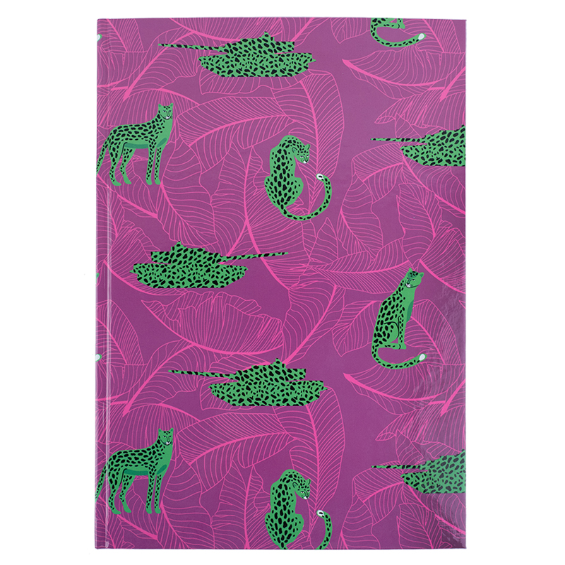 Книга записна А4, 96арк., кліт., тверда обкл., Leopard, рожева 8422-555-A