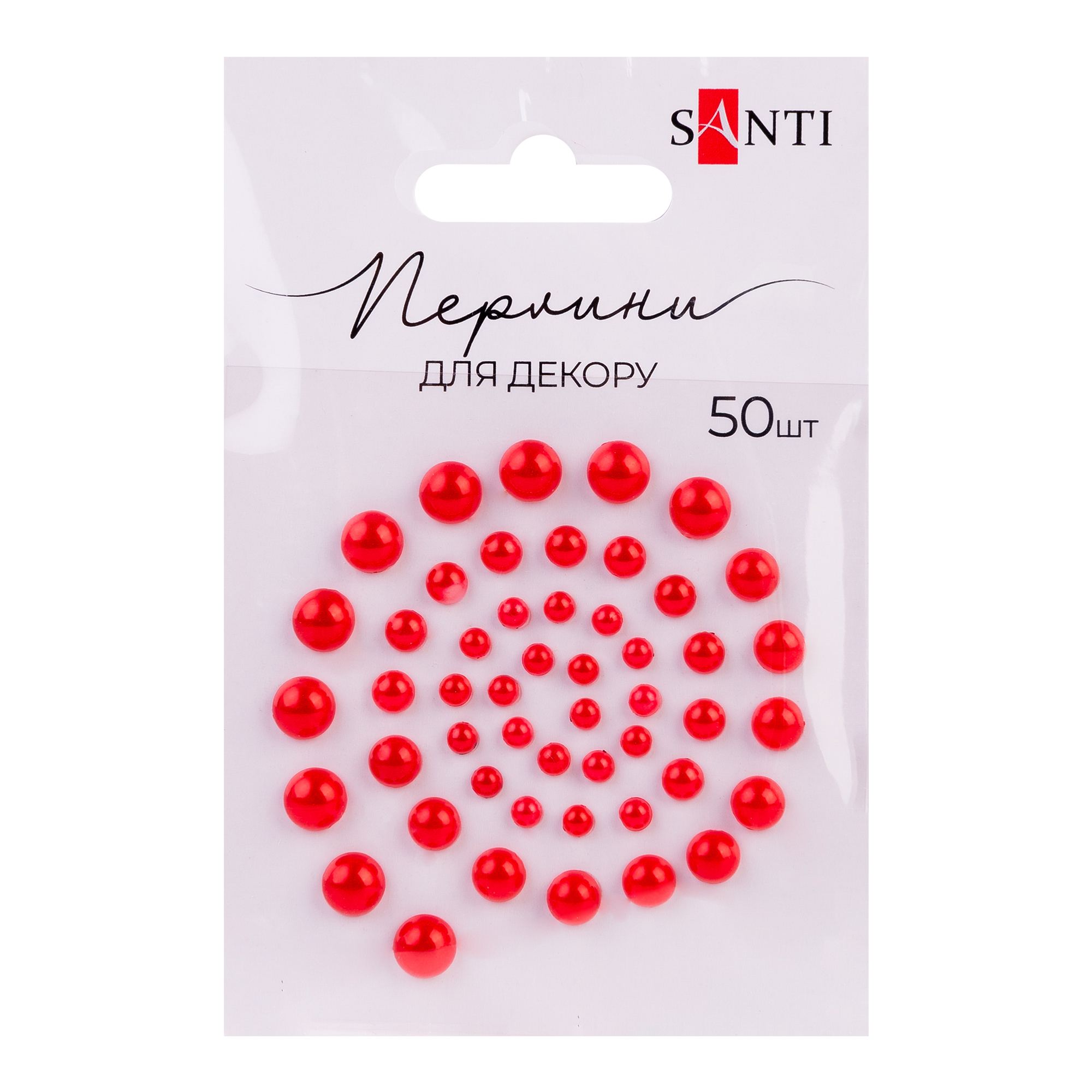 Перлини SANTI самоклеючі червоні, 50 шт., 952640