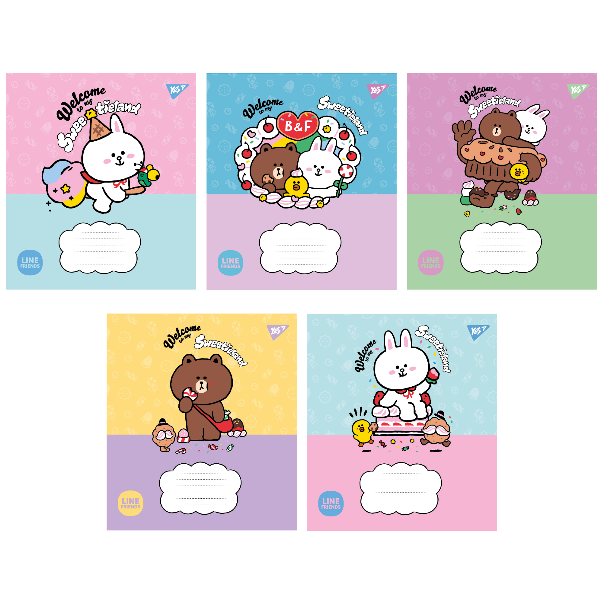 Зошит А5/12 арк кліт YES Line Friends. Sweetieland, 766921