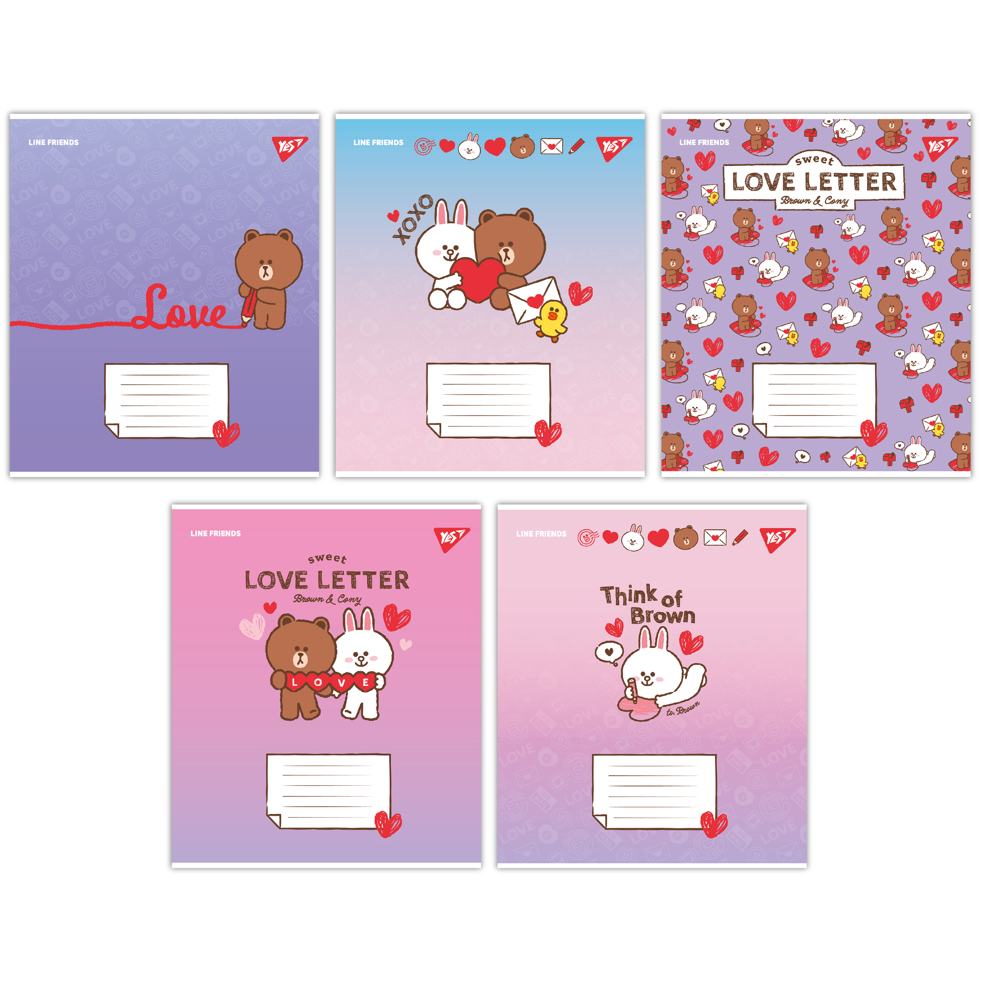 Зошит А5/12 арк лінія YES Line Friends. Love letter, 766948