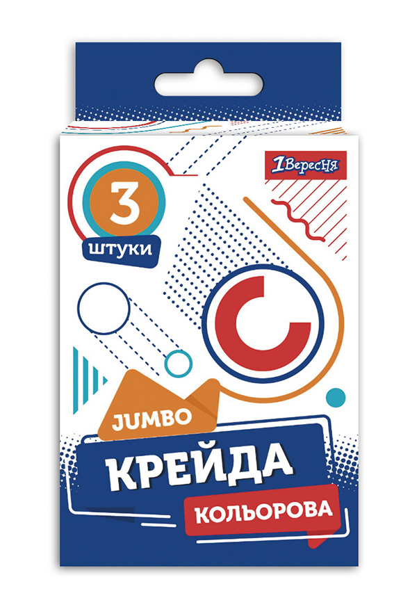 Крейда кольорова Jumbo, 3 шт. 