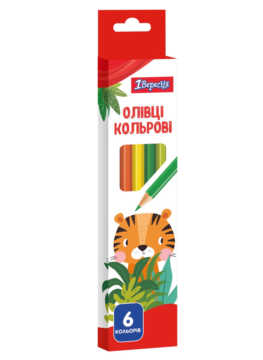 Олівці кольорові тригранні, 6 шт. 