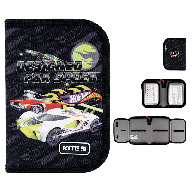 Пенал Kite 1 від., 2 відв., без наповнення HW24-622 Hot Wheels