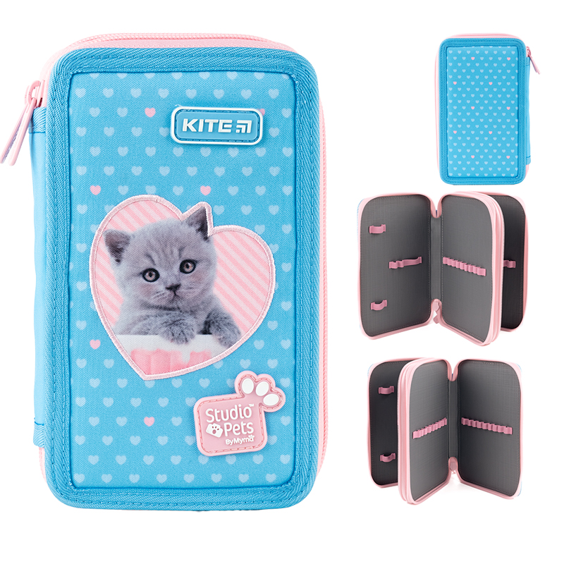 PP-「P」 4枚セット　② Придбати Пенал Kite 2 від., без наповнення SP24-623 Studio Pets за
