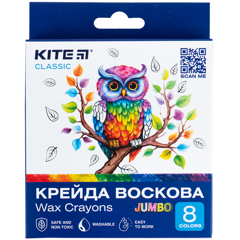 Крейда воскова, 8 кол. Jumbo Kite Classic K-076