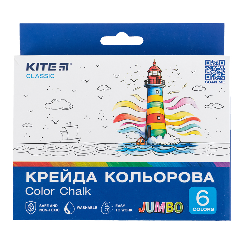 Крейда кольорова Jumbo, 6 кол. Kite Classic K-073