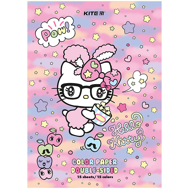 Папір кольоровий двостор. (15арк/15кол), А4 Hello Kitty HK24-250 Kite