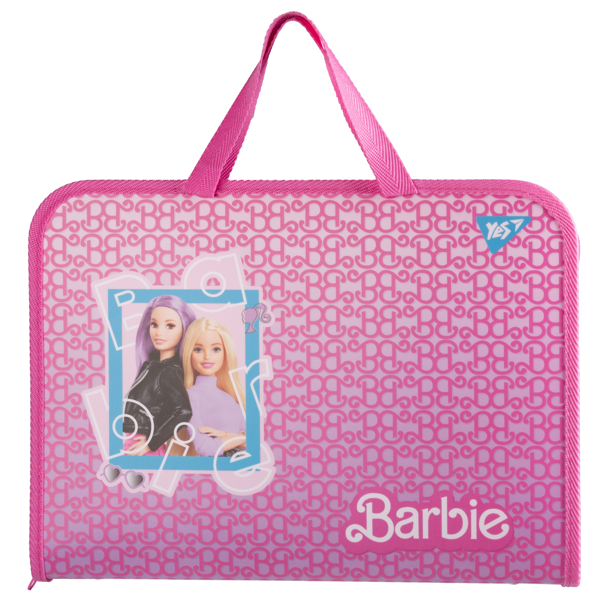 Папка-портфель YES FC на блискавці з тканинними ручками Barbie рожевий, А4, 492240
