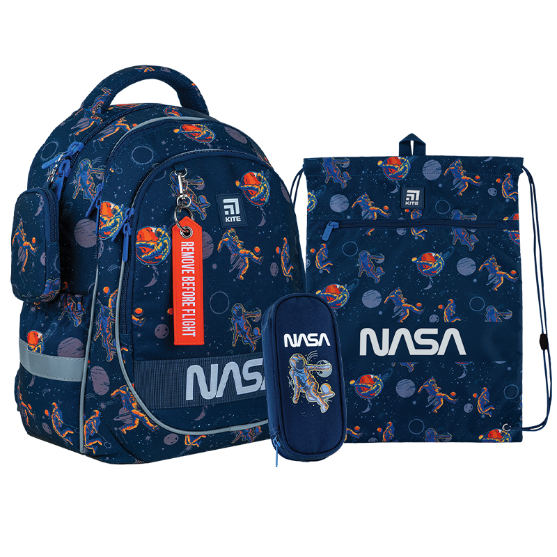 Набір рюкзак + пенал + сумка для взуття Kite SET_NS24-700M NASA