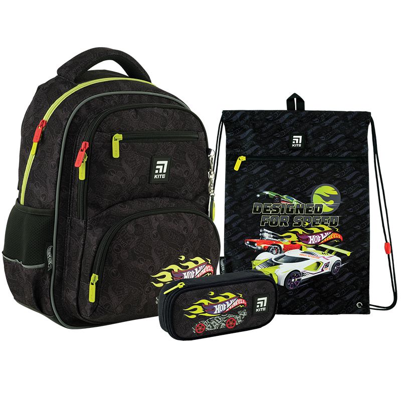Набір рюкзак + пенал + сумка для взуття Kite SET_HW24-773M Hot Wheels