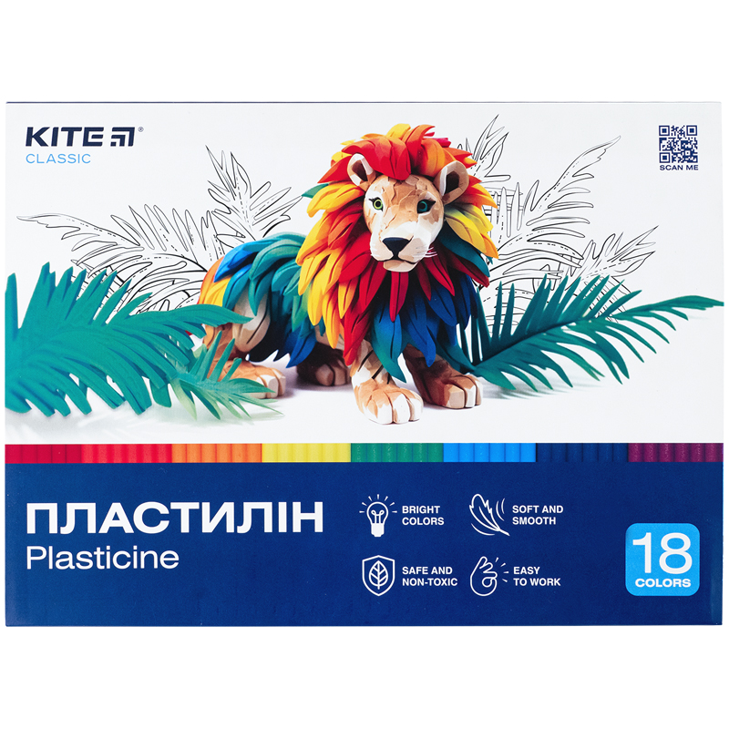 Пластилін, 18 кольорів, 360 г. Kite Classic K-085