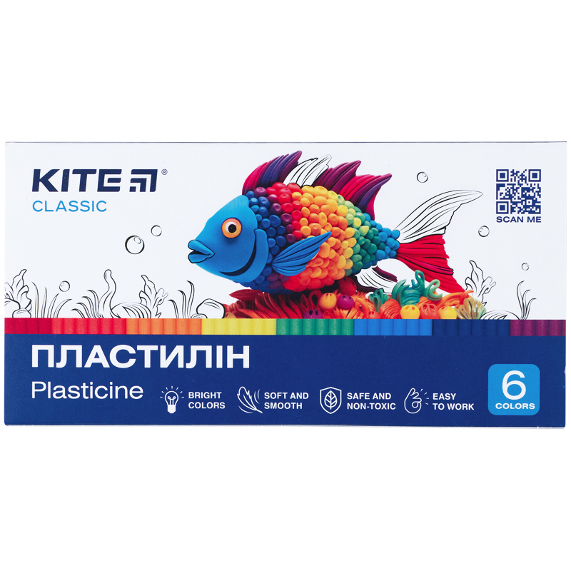 Пластилін, 6 кольорів, 120 г. Kite Classic K-081