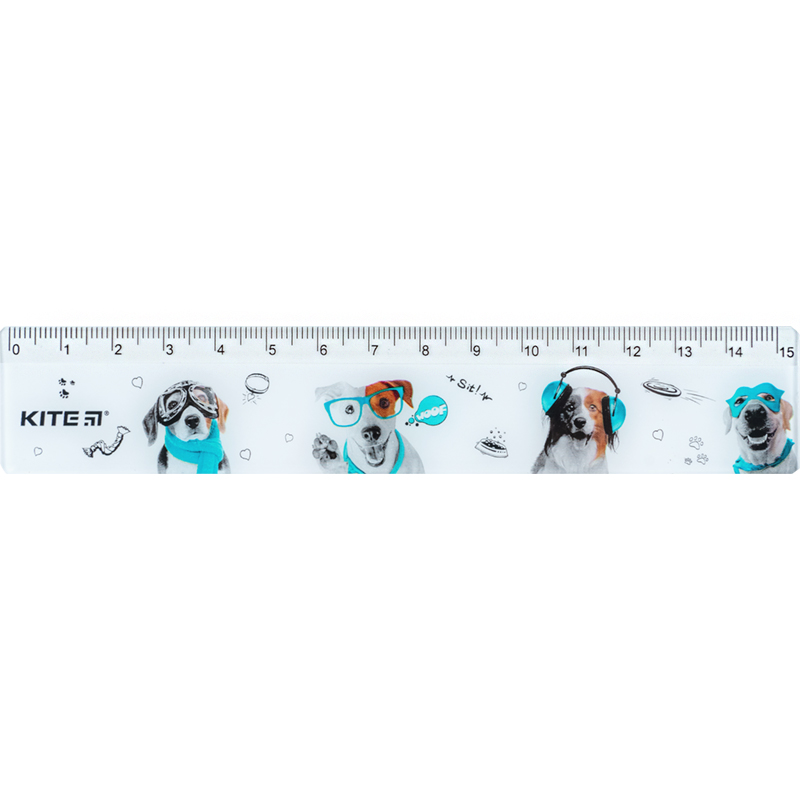 Лінійка пластикова, 15см. Dogs K24-090-1 Kite