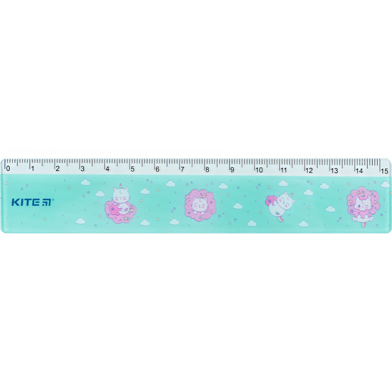 Лінійка пластикова, 15см. Rainbow Catcorn K24-090-2 Kite
