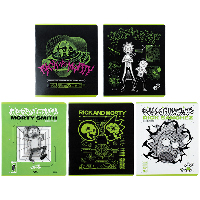 Зошит 48 арк., клітинка, гібр. лак + УФ лак, Rick and Morty RM24-259 Kite