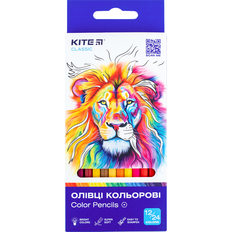 Олівці кольорові двосторонні, 12 шт. Kite Classic, K-054