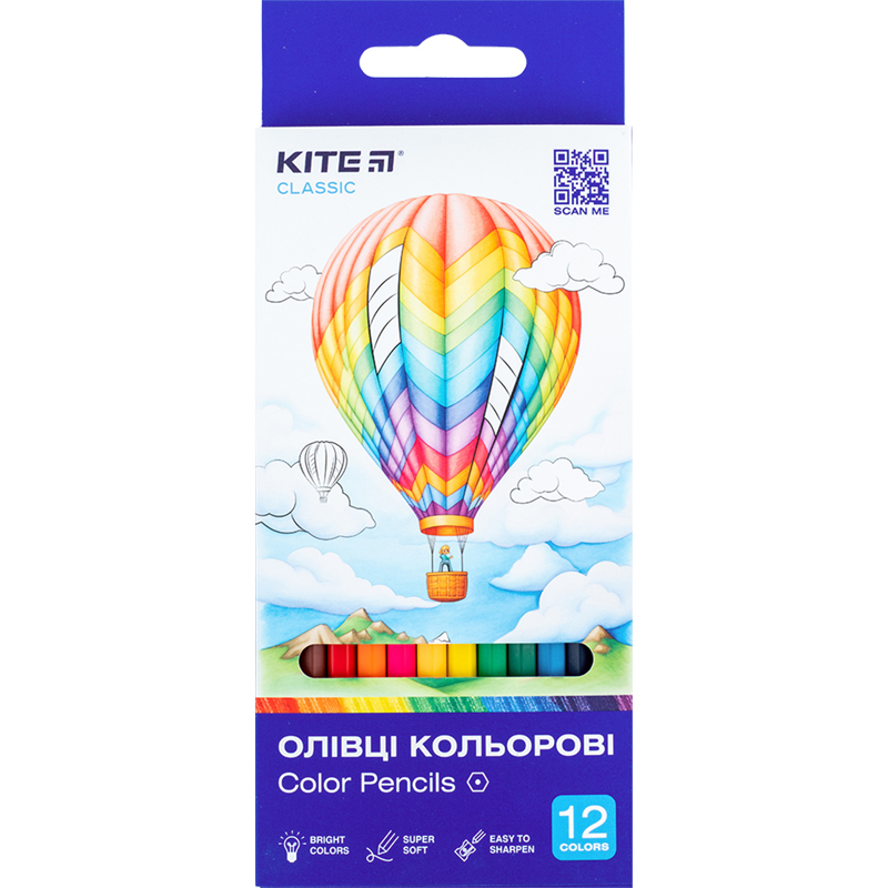 Олівці кольорові, 12 шт. Kite Classic, K-051