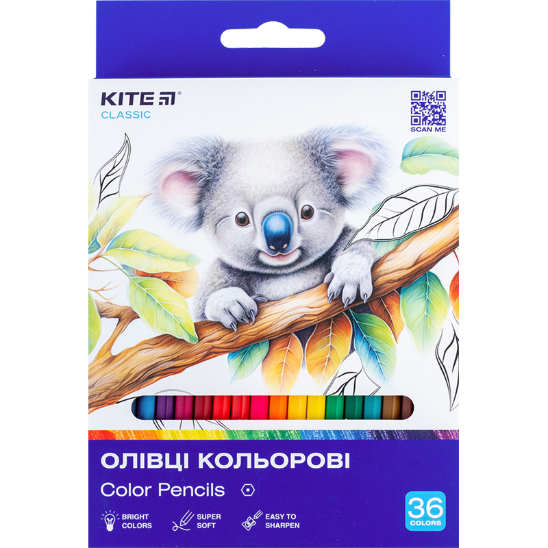 Олівці кольорові, 36 шт. Kite Classic, K-057
