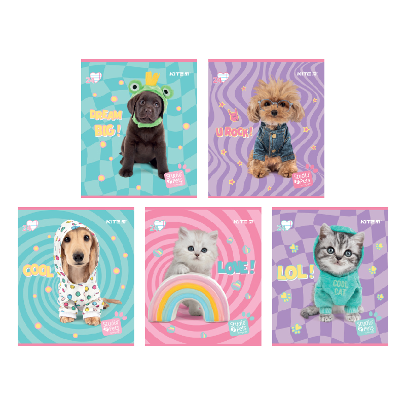 Зошит 24 арк., лінія, софт-тач + УФ лак, Studio Pets SP24-239 Kite