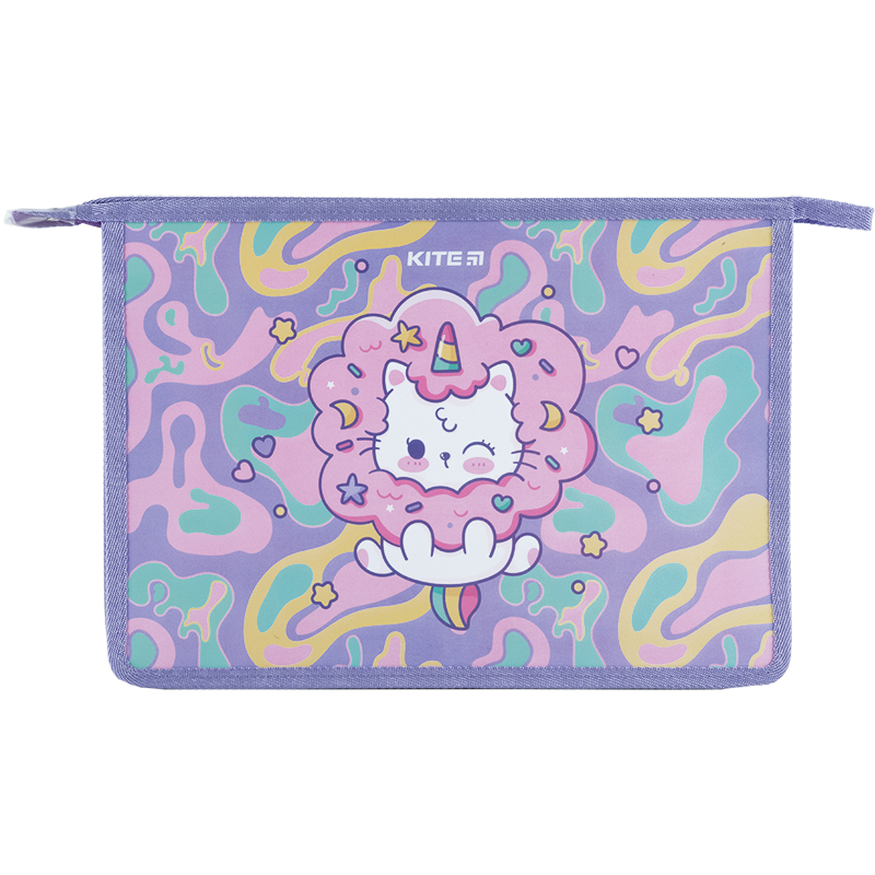 Папка на блискавці A4+, Kite Rainbow Catcorn K24-428-1