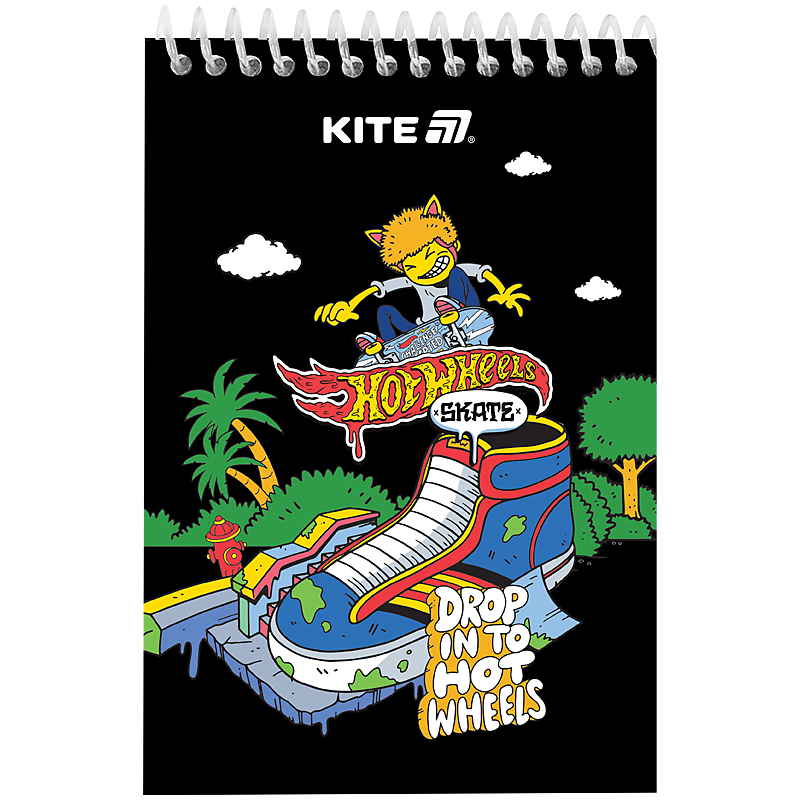 Блокнот пласт обкл., спіраль А6, 48арк., нелінований Hot Wheels HW25-196-2 Kite