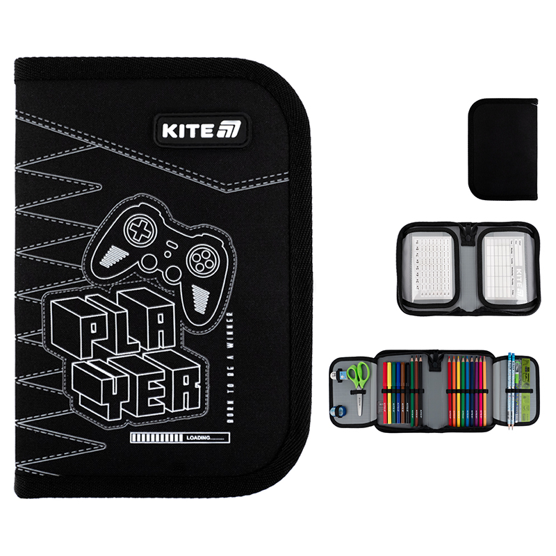 Пенал Kite 1 від., 2 відв., з наповненням K25-622H-6 Player