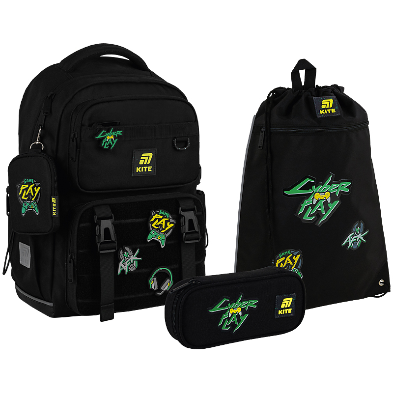 Набір рюкзак + пенал + сумка для взуття Kite SET_K25-1022M-2 CyberGame