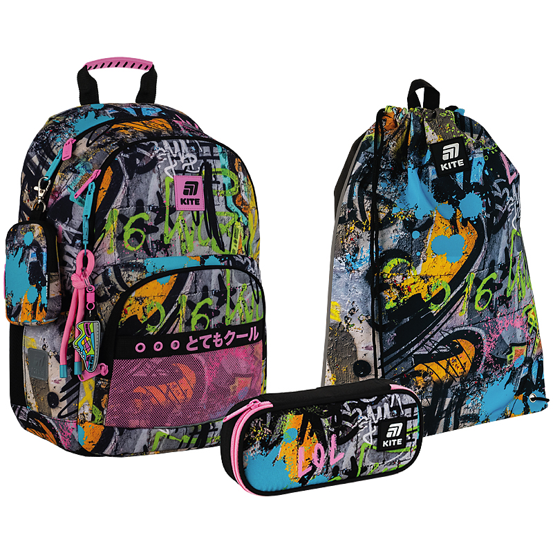 Набір рюкзак + пенал + сумка для взуття Kite SET_K25-585M-3 Street Art