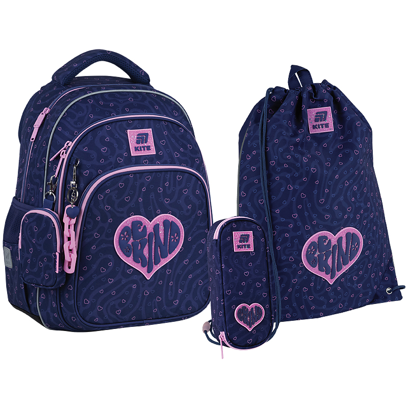 Набір рюкзак + пенал + сумка для взуття Kite SET_K25-763M-4 Be Kind