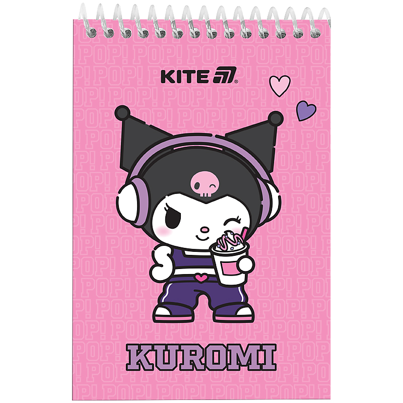 Блокнот пласт обкл., спіраль А6, 48арк., нелінований Kuromi HK25-196-2 Kite