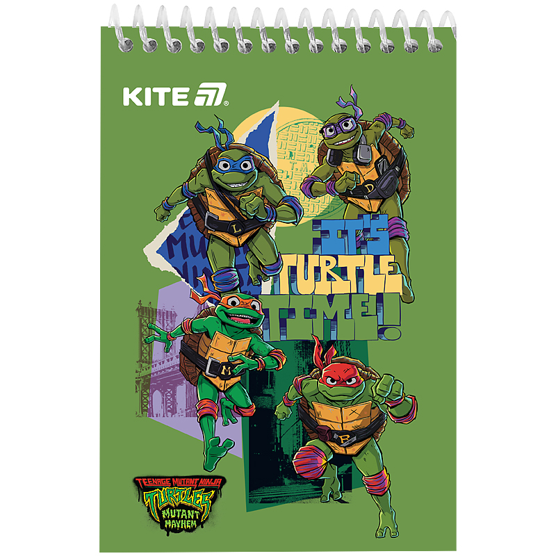 Блокнот пласт обкл., спіраль А6, 48арк., нелінований Ninja Turtles NT25-196 Kite