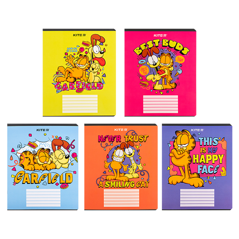 Зошит 18 арк., клітинка, софт тач + УФ лак, Garfield GF24-236 Kite