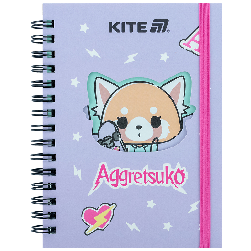 Блокнот вирубка, спіраль, на резинку, А6, 80арк., кліт, Aggretsuko AR25-229 Kite