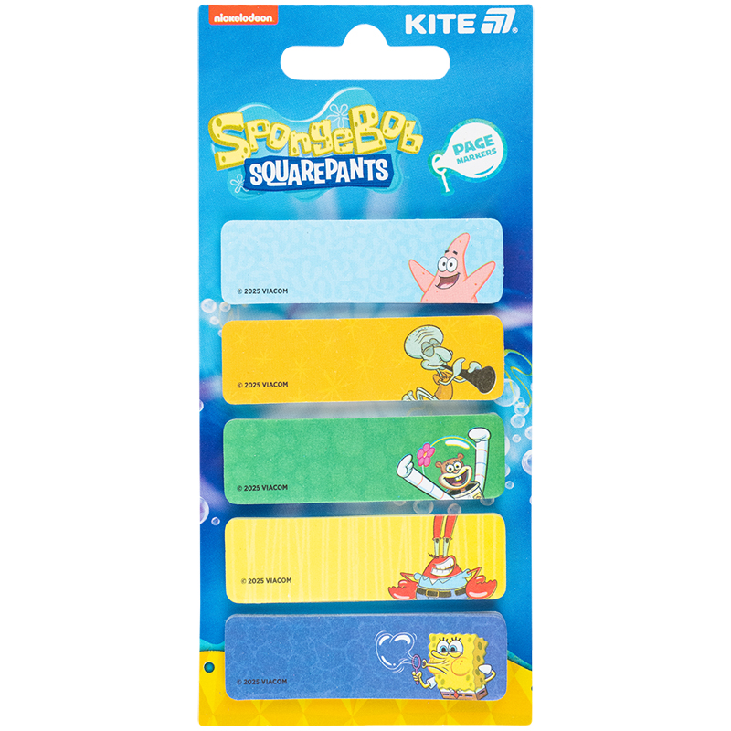 Закладка паперова з малюнком, 5х15х50мм,100 шт, прям., Sponge Bob SB25-480 Kite