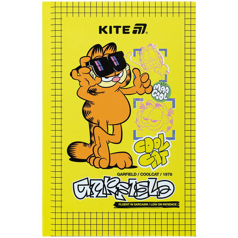 Книга записна А6, 80арк. кліт. тверда обкл. Garfield GF25-199 Kite