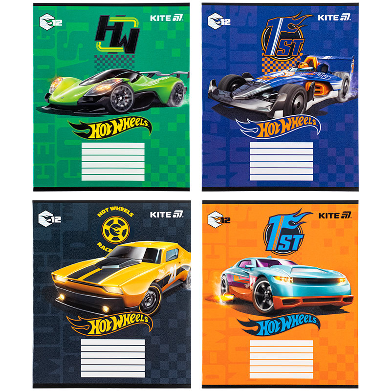 Зошит 12 арк., коса, гібр. лак + УФ лак, Hot Wheels HW25-235 Kite
