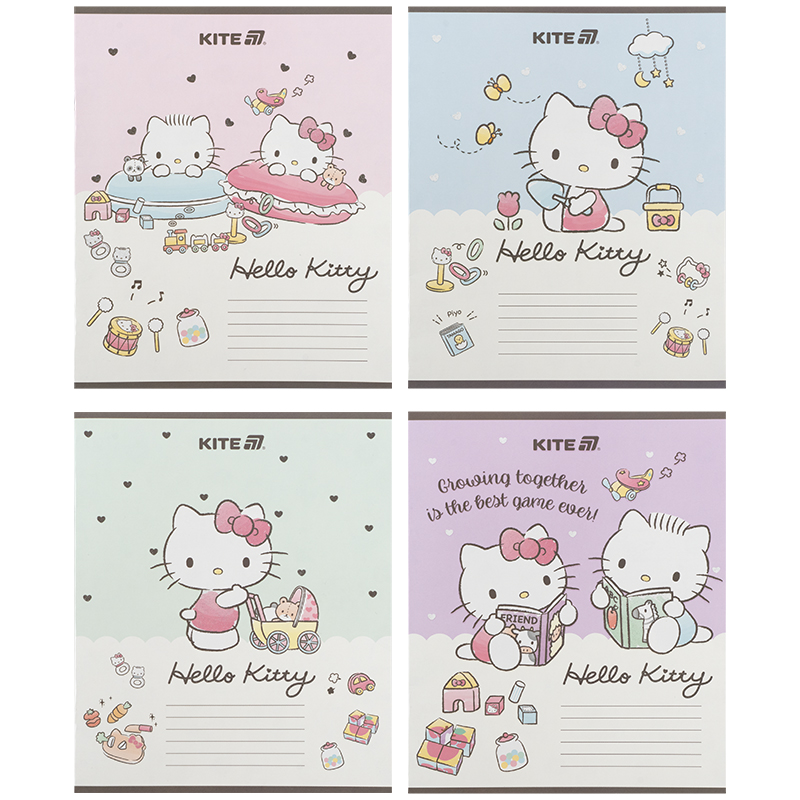 Зошит 12 арк., коса, УФ лак + глітер, Hello Kitty HK25-235-1 Kite
