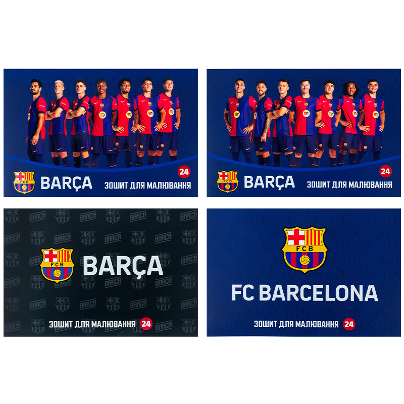 Зошит для малювання, 24 арк., скоба, софт тач + УФ лак, FC Barcelona BC25-242 Kite