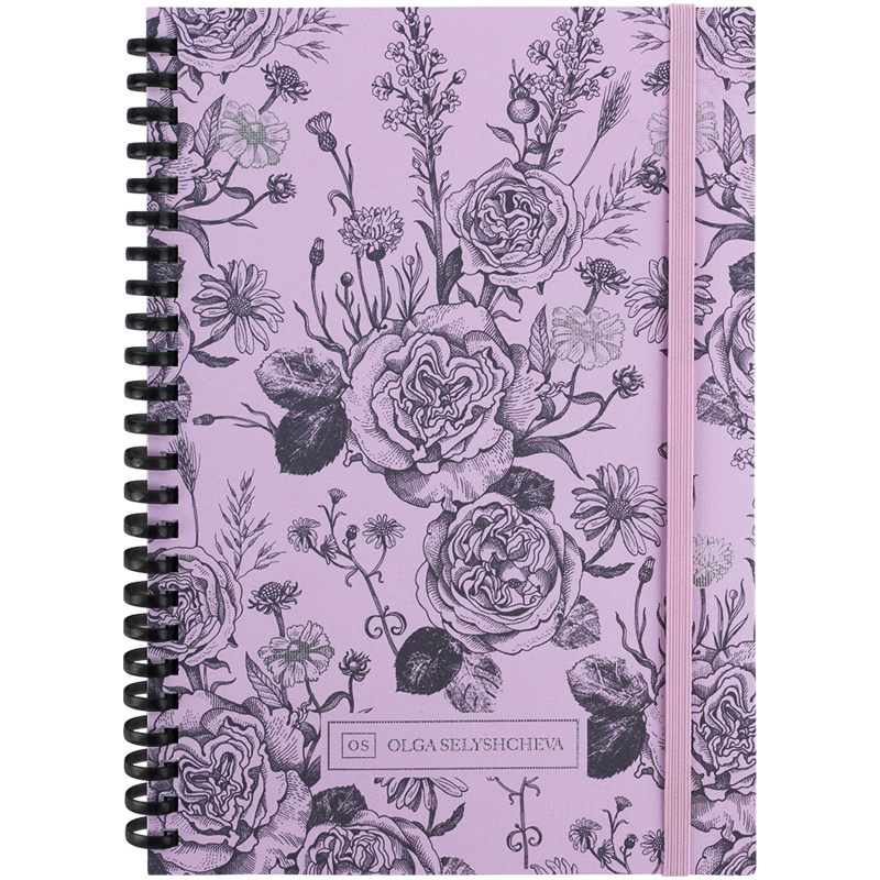 Блокнот на спіралі карт. обк., А5, 80 арк, кліт, OS, Pink Roses, 8471-2-A-OS