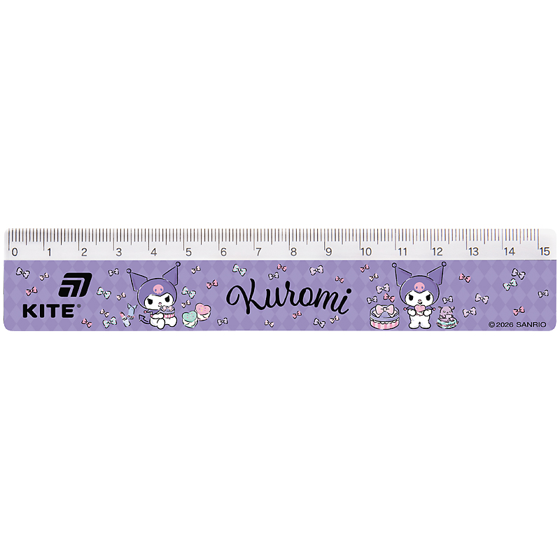 Лінійка пластикова, 15см. Kuromi HK26-090-1 Kite