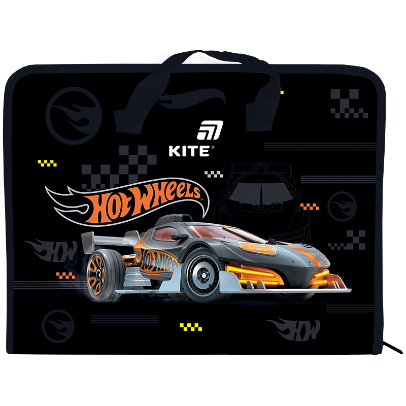 Папка-портфель на блискавці, 1 відділ., A4, Hot Wheels HW26-202 Kite